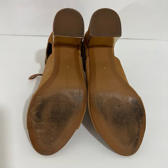 Stradivarius Lace Up Block Heels Camel Brown & Gold Size 38 - Picture 7 of 7